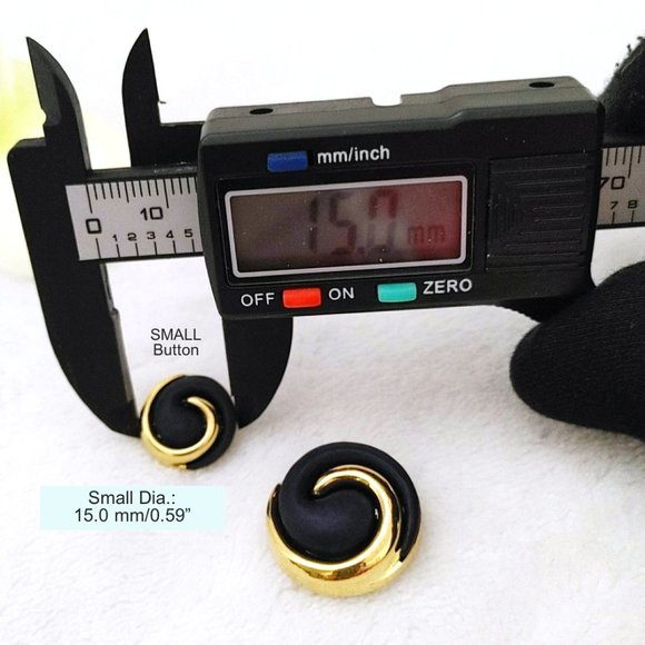 Set of 14 Round SPIRAL Navy Blue Resin Faux Gold Metal Round Buttons Blue Shank - Picture 10 of 12